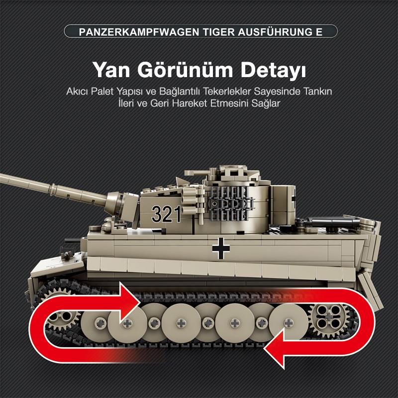 Reobrix 77031 World Of Tanks Tiger I Alman Ağır Tankı Yaratıcı Yapı Blok Seti Building Blocks -1138Parça