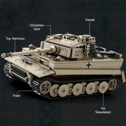Reobrix 77031 World Of Tanks Tiger I Alman Ağır Tankı Yaratıcı Yapı Blok Seti Building Blocks -1138Parça - Thumbnail