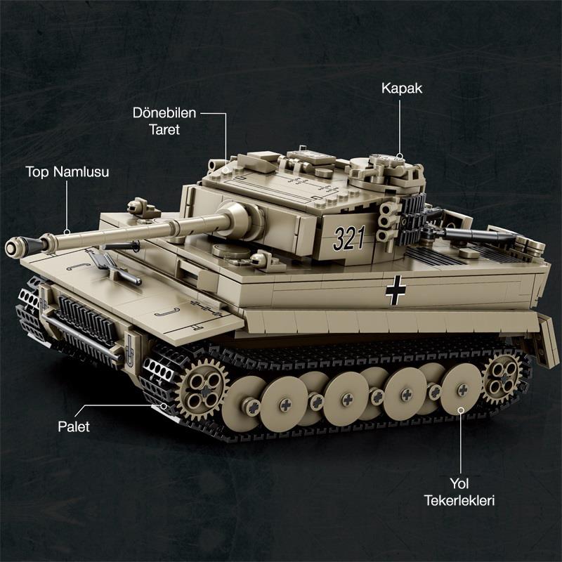 Reobrix 77031 World Of Tanks Tiger I Alman Ağır Tankı Yaratıcı Yapı Blok Seti Building Blocks -1138Parça