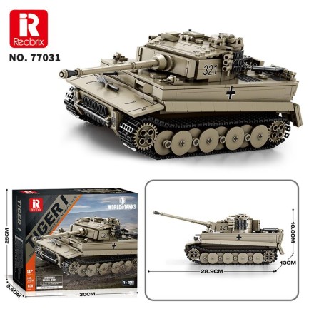 Reobrix 77031 World Of Tanks Tiger I Alman Ağır Tankı Yaratıcı Yapı Blok Seti Building Blocks -1138Parça - Thumbnail