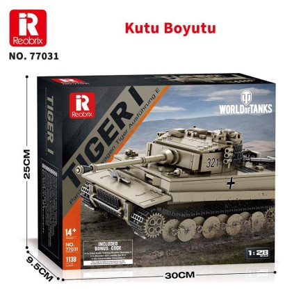 Reobrix 77031 World Of Tanks Tiger I Alman Ağır Tankı Yaratıcı Yapı Blok Seti Building Blocks -1138Parça - Thumbnail