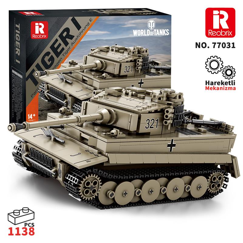 Reobrix 77031 World Of Tanks Tiger I Alman Ağır Tankı Yaratıcı Yapı Blok Seti Building Blocks -1138Parça