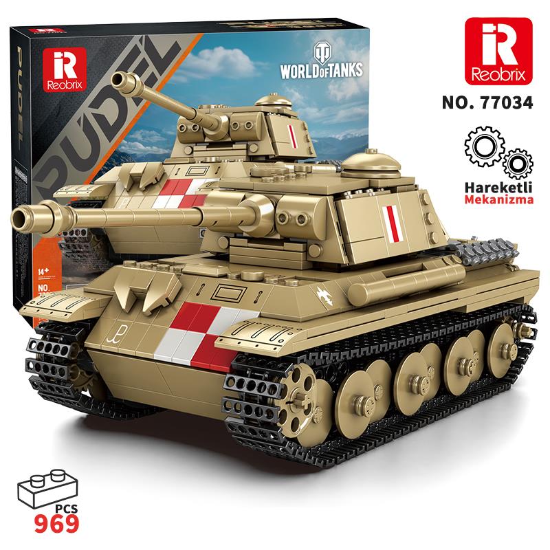 Reobrix World of Tanks Polish Panther Tank Pudel 77034 Brick Yapım Seti
