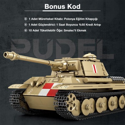 Reobrix World of Tanks Polish Panther Tank Pudel 77034 Brick Yapım Seti - Thumbnail