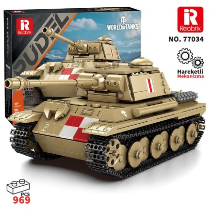 Reobrix - Reobrix 77034 World Of Tanks Pudel Panter Tankı Yaratıcı Yapı Blok Seti Building Blocks - 969 Parça