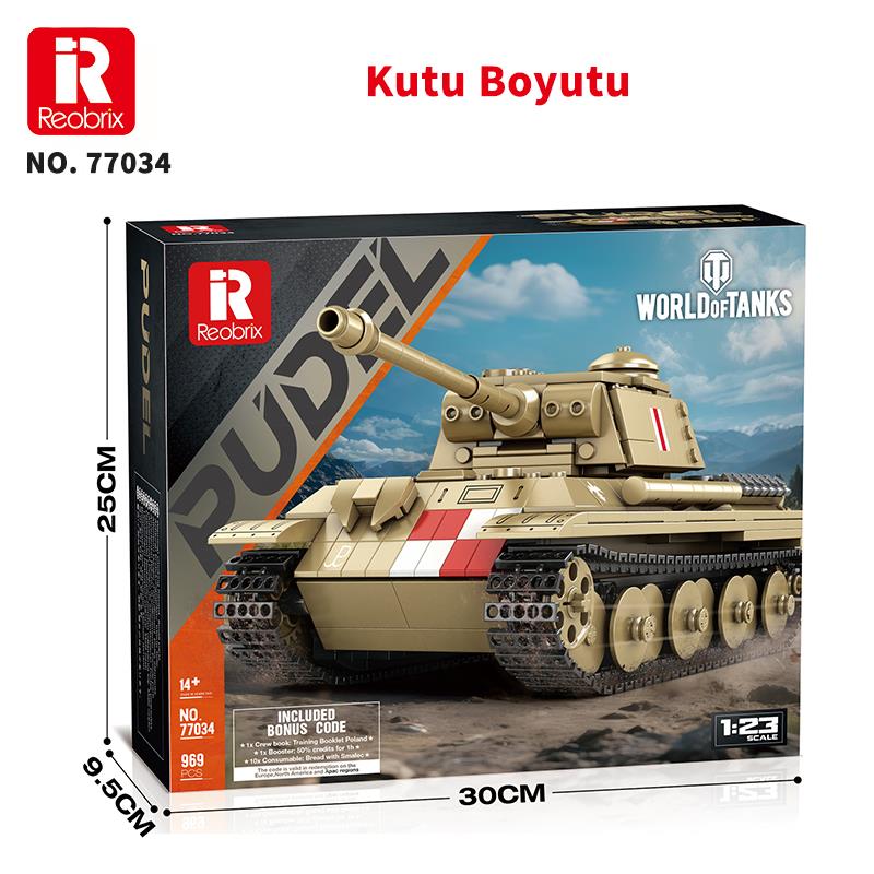 Reobrix 77034 World Of Tanks Pudel Panter Tankı Yaratıcı Yapı Blok Seti Building Blocks - 969 Parça
