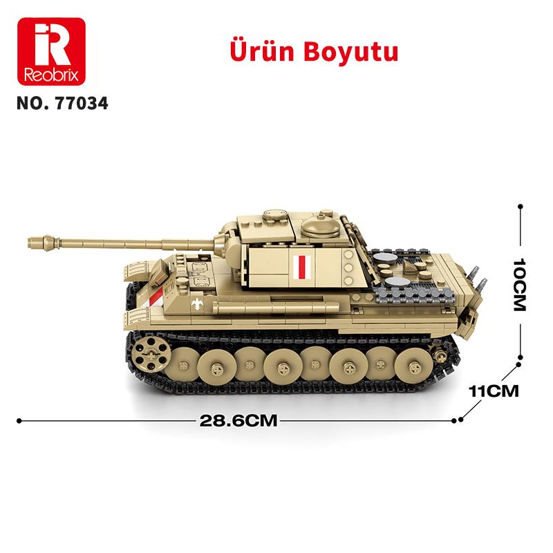 Reobrix 77034 World Of Tanks Pudel Panter Tankı Yaratıcı Yapı Blok Seti Building Blocks - 969 Parça