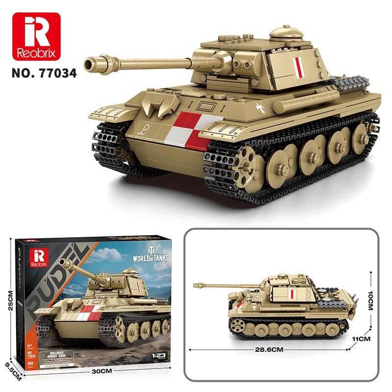 Reobrix 77034 World Of Tanks Pudel Panter Tankı Yaratıcı Yapı Blok Seti Building Blocks - 969 Parça