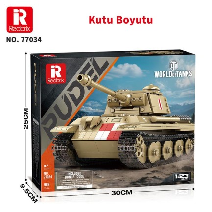 Reobrix 77034 World Of Tanks Pudel Panter Tankı Yaratıcı Yapı Blok Seti Building Blocks - 969 Parça - Thumbnail