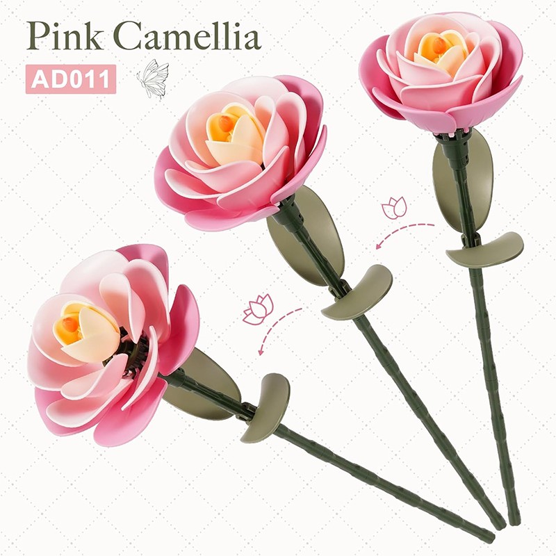 ROKR AD011 Pink Camellia 3D Wooden Puzzle