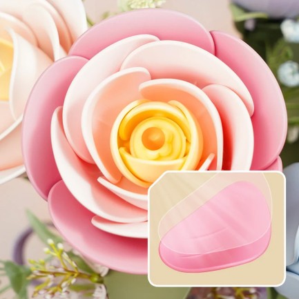 ROKR AD011 Pink Camellia 3D Wooden Puzzle - Thumbnail
