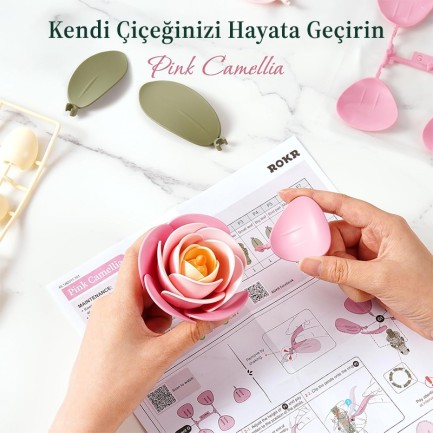 ROKR AD011 Pink Camellia 3D Wooden Puzzle - Thumbnail