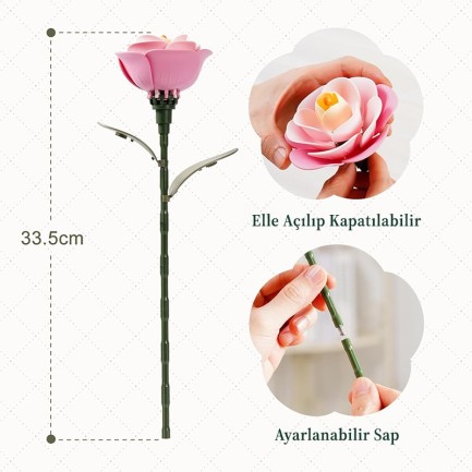 ROKR AD011 Pink Camellia 3D Wooden Puzzle - Thumbnail