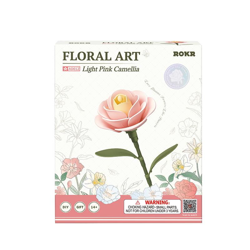 ROKR AD012 Light Pink Camellia 3D Wooden Puzzle