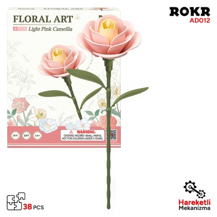 ROKR - ROKR AD012 Light Pink Camellia 3D Wooden Puzzle