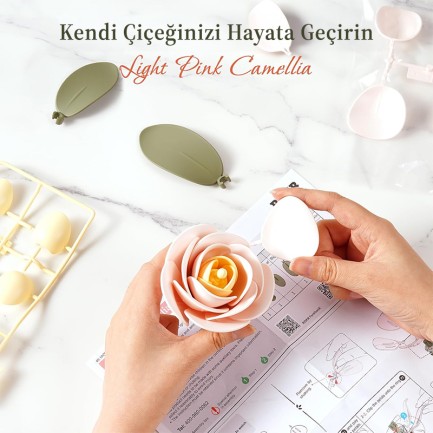 ROKR AD012 Light Pink Camellia 3D Wooden Puzzle - Thumbnail