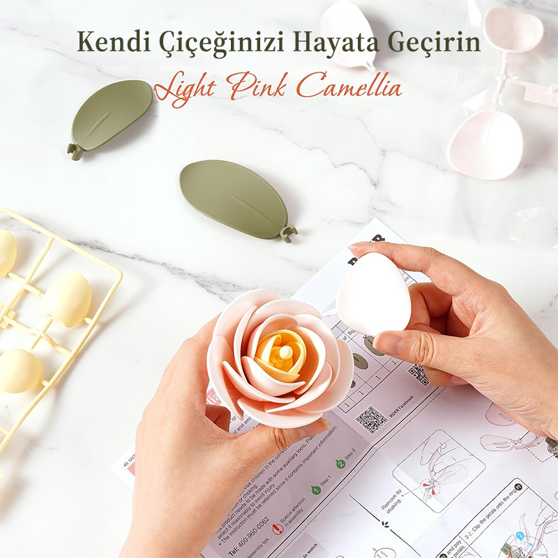 ROKR AD012 Light Pink Camellia 3D Wooden Puzzle