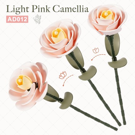 ROKR AD012 Light Pink Camellia 3D Wooden Puzzle - Thumbnail