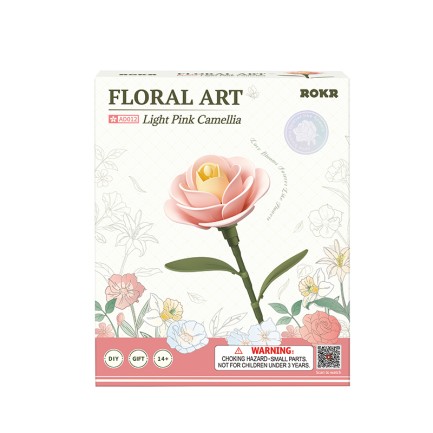 ROKR AD012 Light Pink Camellia 3D Wooden Puzzle - Thumbnail