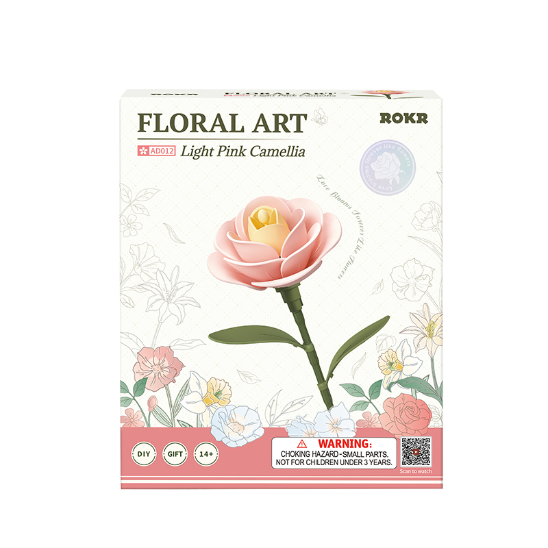 ROKR AD012 Light Pink Camellia 3D Wooden Puzzle