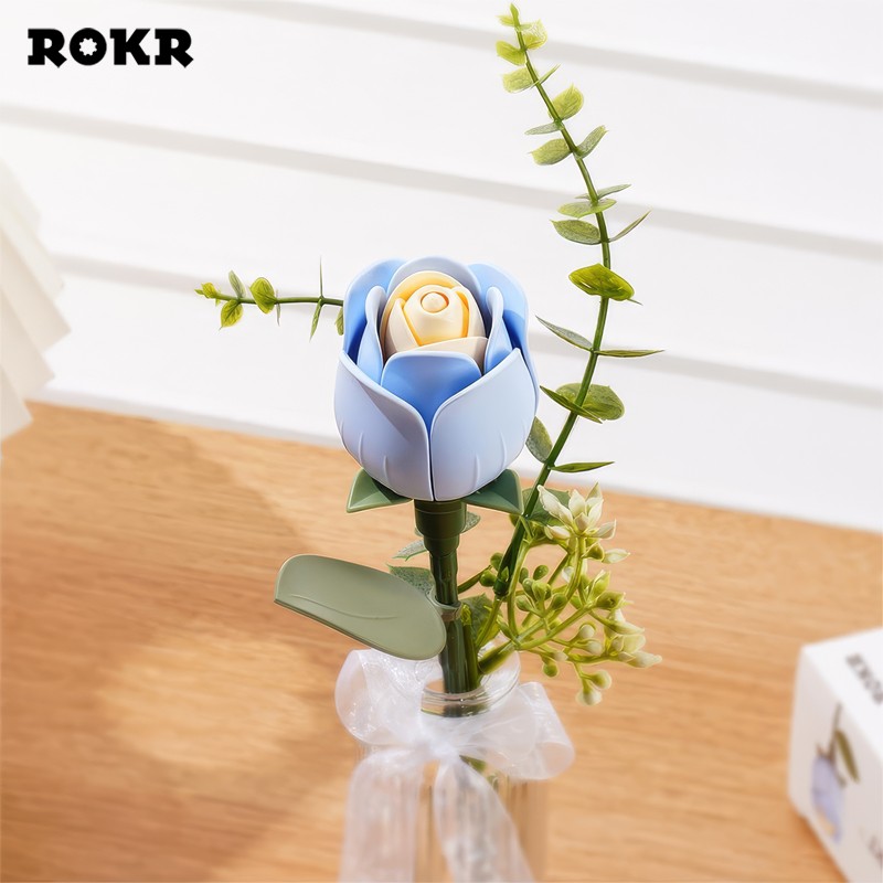 ROKR AD021 Blue Rose 3D Wooden Puzzle