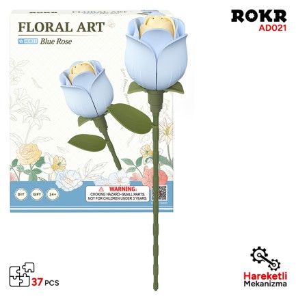 ROKR - ROKR AD021 Blue Rose 3D Wooden Puzzle