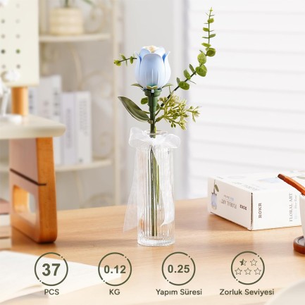 ROKR AD021 Blue Rose 3D Wooden Puzzle - Thumbnail