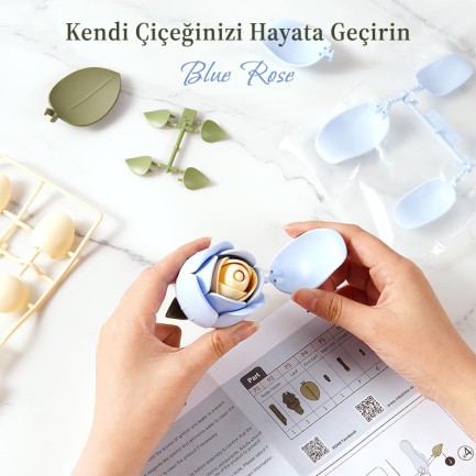 ROKR AD021 Blue Rose 3D Wooden Puzzle - Thumbnail