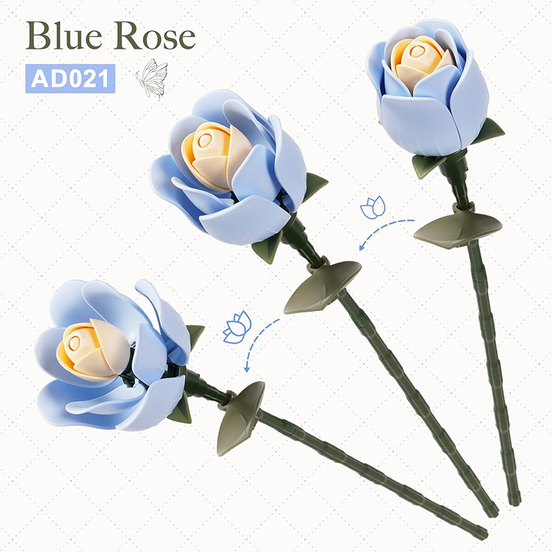 ROKR AD021 Blue Rose 3D Wooden Puzzle