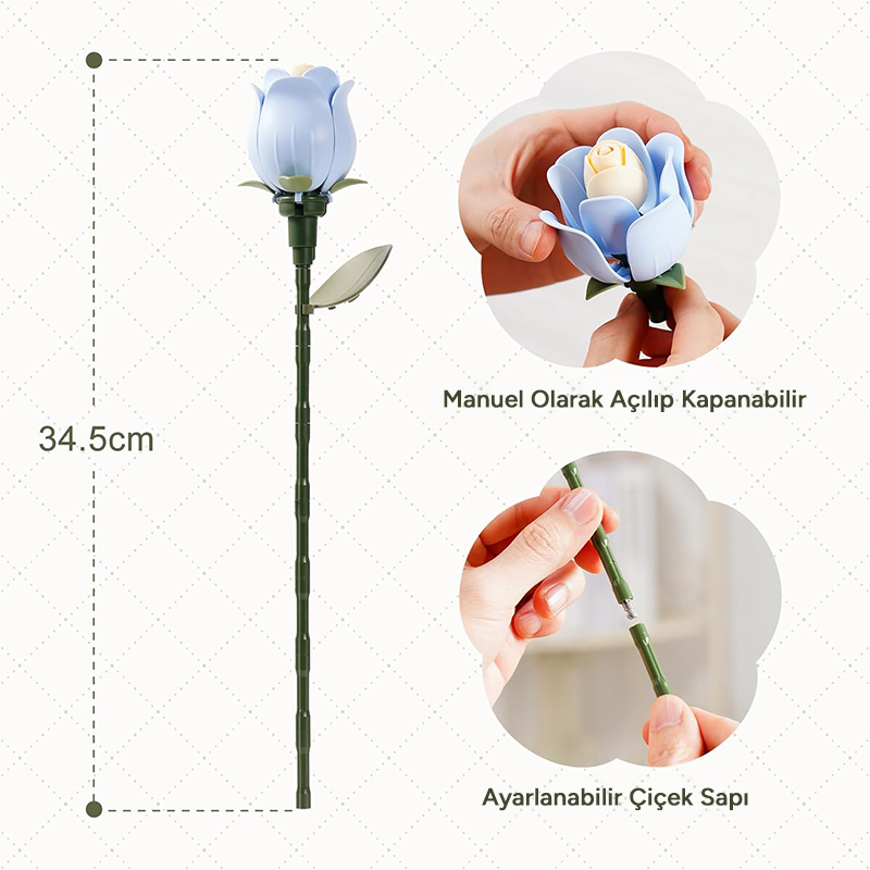 ROKR AD021 Blue Rose 3D Wooden Puzzle