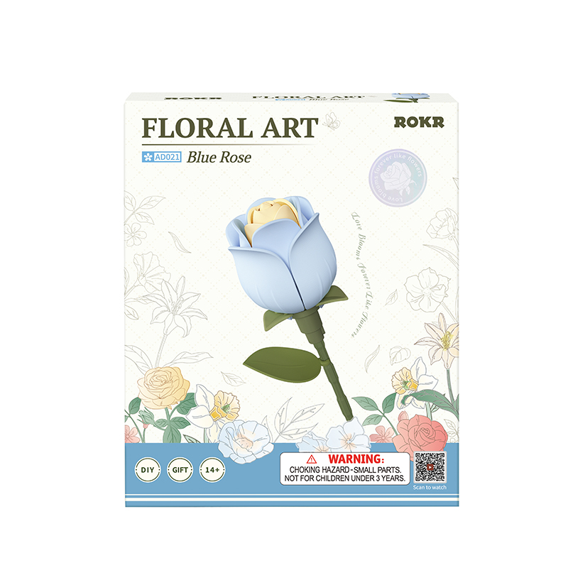 ROKR AD021 Blue Rose 3D Wooden Puzzle
