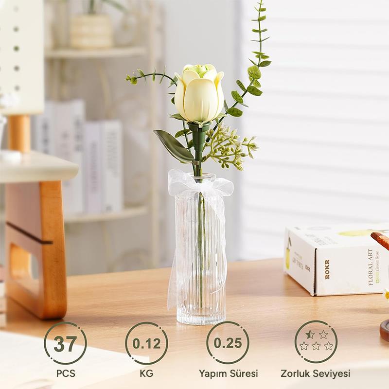 ROKR AD023 Green Rose 3D Wooden Puzzle