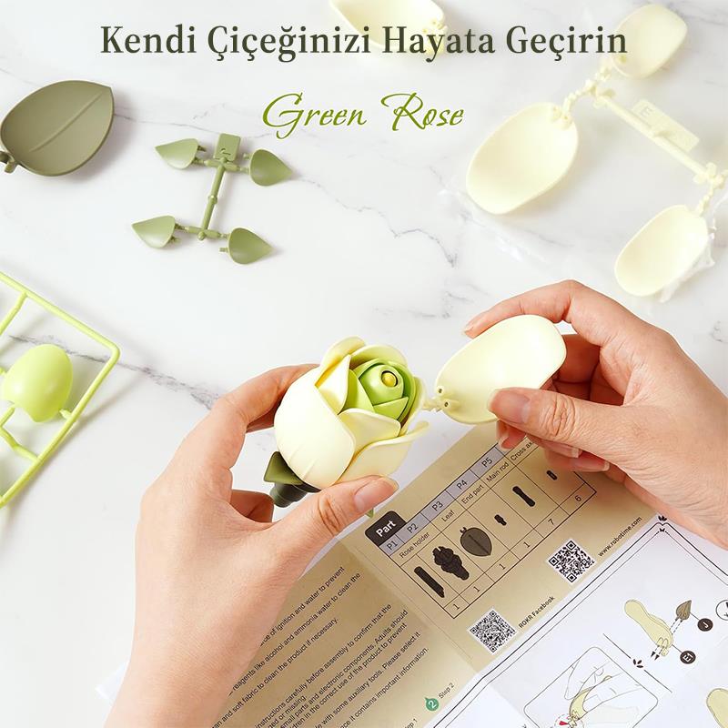 ROKR AD023 Green Rose 3D Wooden Puzzle