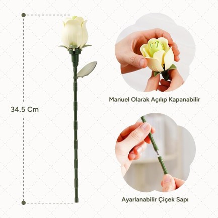 ROKR AD023 Green Rose 3D Wooden Puzzle - Thumbnail