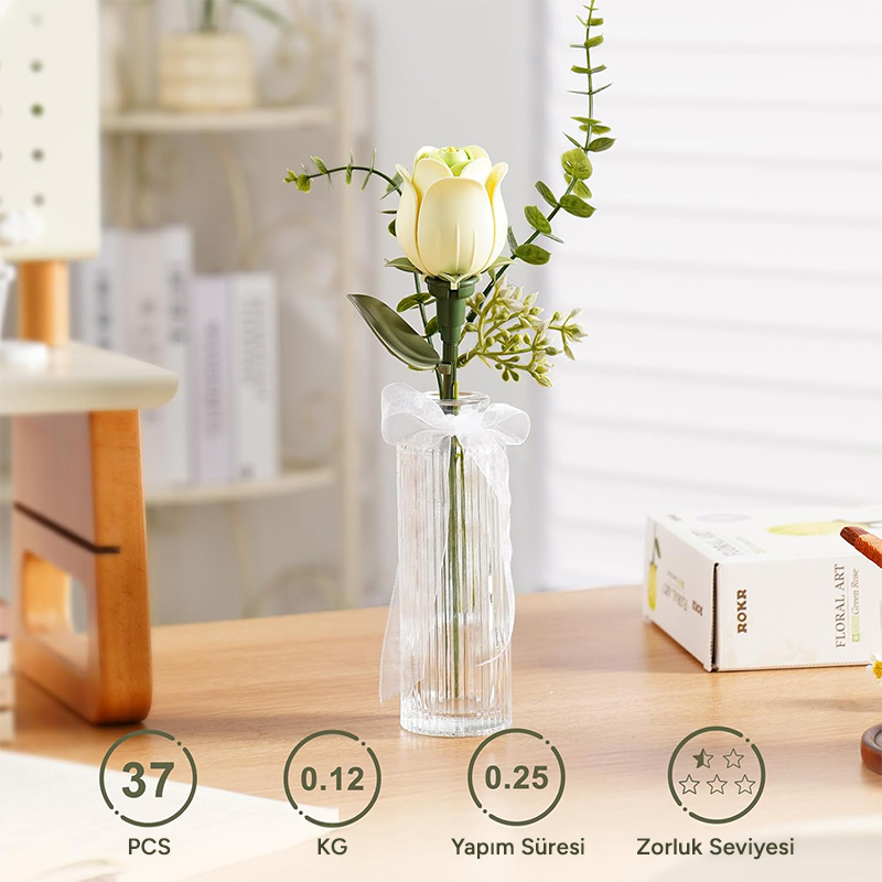 ROKR AD023 Green Rose 3D Wooden Puzzle