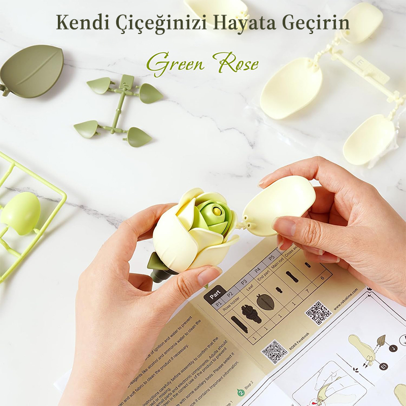 ROKR AD023 Green Rose 3D Wooden Puzzle