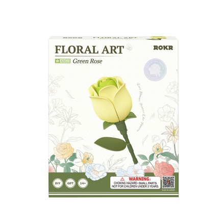 ROKR AD023 Green Rose 3D Wooden Puzzle - Thumbnail