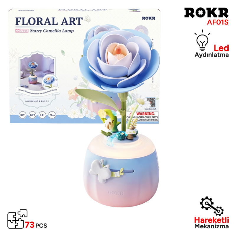 ROKR AF01S Starry Camellia Lamp 3D Wooden Puzzle