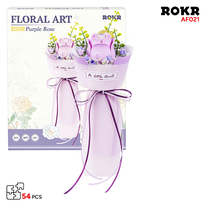 ROKR AF021 Purple Rose 3D Wooden Puzzle