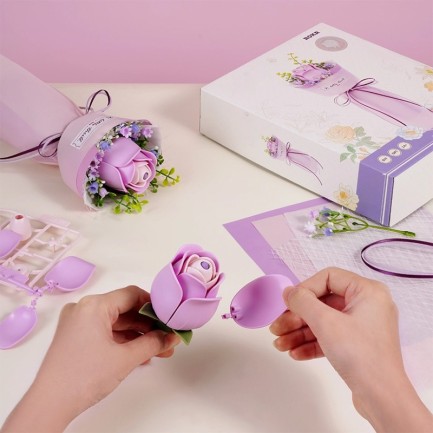 ROKR AF021 Purple Rose 3D Wooden Puzzle - Thumbnail