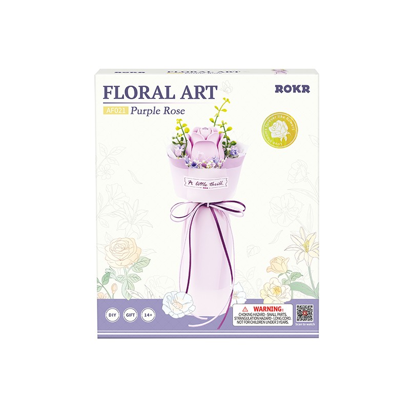ROKR AF021 Purple Rose 3D Wooden Puzzle