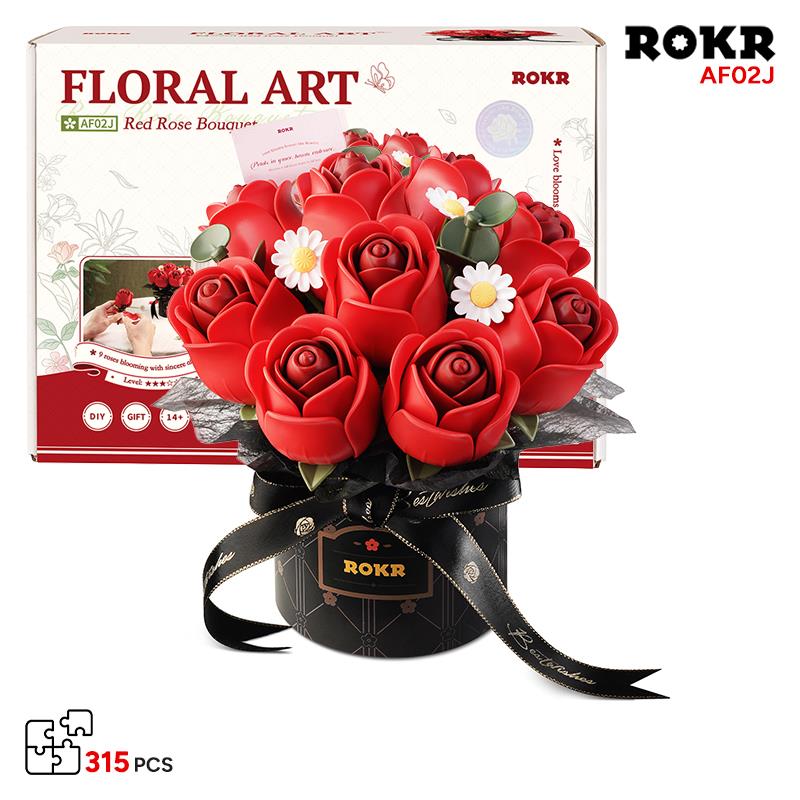 ROKR AF02J Red Rose Bouquet 3D Wooden Puzzle