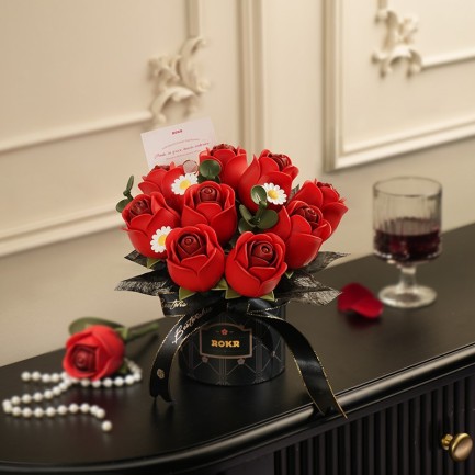 ROKR AF02J Red Rose Bouquet 3D Wooden Puzzle - Thumbnail