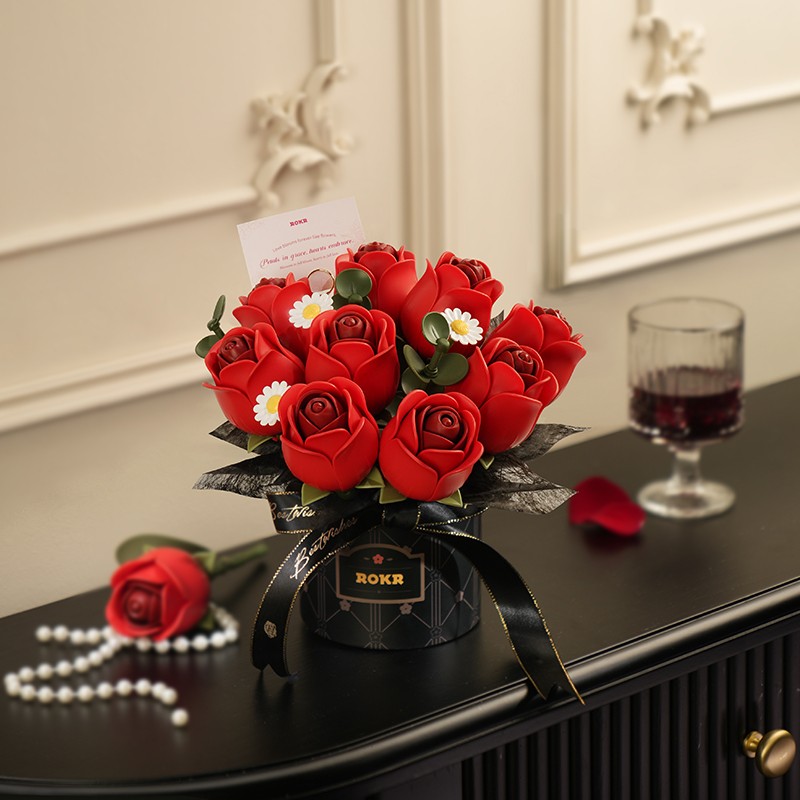 ROKR AF02J Red Rose Bouquet 3D Wooden Puzzle