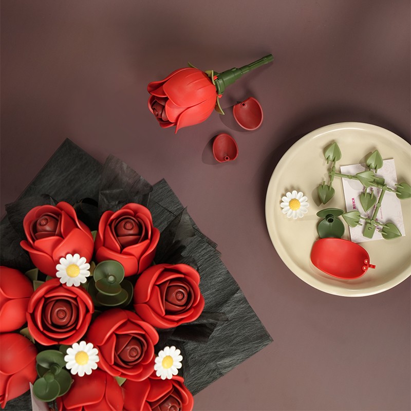 ROKR AF02J Red Rose Bouquet 3D Wooden Puzzle
