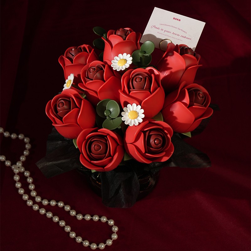 ROKR AF02J Red Rose Bouquet 3D Wooden Puzzle
