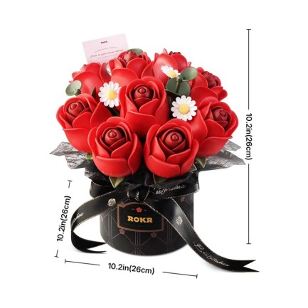 ROKR AF02J Red Rose Bouquet 3D Wooden Puzzle - Thumbnail