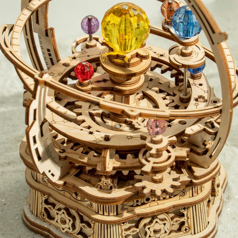 ROKR AMK51 Müzik Kutusu Starry Night Music Box DIY Mechanical 3D Wooden Puzzle Maket Model Seti 3D Model Kit Detaylı Dekoratif Hobi Seti Ahşap Maket Hareketli