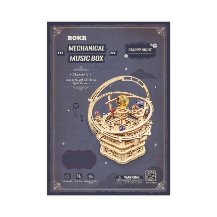 ROKR AMK51 Müzik Kutusu Starry Night Music Box DIY Mechanical 3D Wooden Puzzle Maket Model Seti 3D Model Kit Detaylı Dekoratif Hobi Seti Ahşap Maket Hareketli - Thumbnail