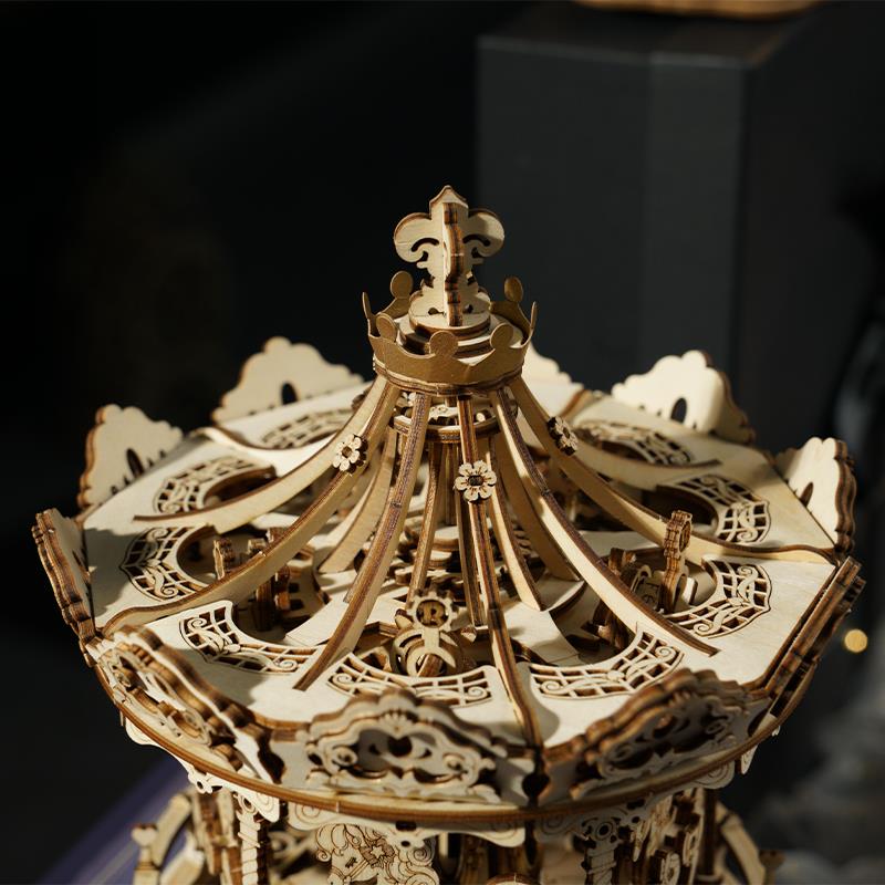 ROKR AMK62 Romantic Carousel Mechanical Music Box 3D Wooden Puzzle
